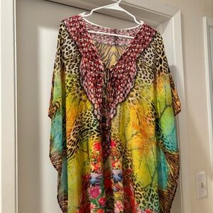 Vibrant Multicolor Animal & Floral Kaftan